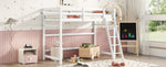 ZUN Twin Size High Loft Bed with inclined Ladder, Guardrails,White 52958115