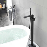 Freestanding Bathtub Faucet Tub Filler Matte Black Floor Mount Bathroom Faucets Brass Single Handle TH-F5506MB