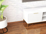 Modern TV Stand with Wave-Design Doors, Open Shelf & Adjustable Shelf - Stylish and Functional for 14246610