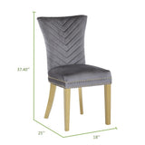ZUN Eva 2 Piece Gold Legs Dining Chairs Finished with Velvet Fabric in Gray B00960893