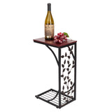 54*30.5*21CM Leaf Pattern Iron Side Table Coffee Table Brown 84392576