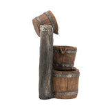 10.4x9.4x19.1" Decorative 3 Tier Bucket Fountain with Lights and Pump, Brown W2078P178869