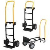 Hand Truck Dual Purpose 2 Wheel Dolly Cart and 4 Wheel Push Cart with Swivel Wheels 330 Lbs Capacity W22758805