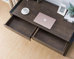 ZUN Modern Two-Toned Desk, Computer Desk, Home Office Desk with Two Storage Drawers- Oak & Black B107130865