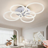 Modern LED, Flush Mount Ceiling Light with Dimmable Remote Control, 6Rings Acrylic Fixture for 33790869