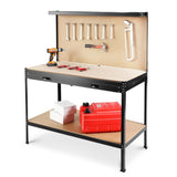 63" Tools Cabinet Working Tables Workbench Tool Storage Workshop Table with Drawers and Pegboard W2079P185202