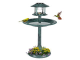 51*51*106cm Plastic Round Birdbath with Solar Ligh Dark Green 42033650