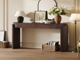 TREXM Entryway Table with Natural Wood Grain Finish, Console Table with Fluted Design, Oval Top and N715P288632P