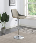 ZUN Dining Kitchen Adjustable Bar stool Chair Light Grey Wax Polyurethane Leather Chrome Base Modern Set B011P151353