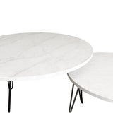 27.56'' Round Nesting Coffee Table Set of 2, Circular Nesting End Table Set, Round Marble Tabletop, 32508721