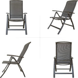 ZUN Folding Patio Chairs Set of 2, Aluminium Frame Reclining Sling Lawn Chairs with Adjustable High W1859109923