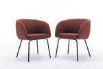 ZUN 040-Set of 2 Boucle Fabric Dining Chairs With Black Metal Legs,Wine Red 31173567