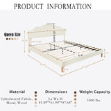 Queen Size Bed Frame Upholstered Platform Bed with Adjustable Headboard,Linen Fabric Padded,Modern W1716P280054