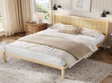 Platform Bed Frame with Headboard , Wood Slat Support , No Box Spring Needed ,King,Natural N709P425341N