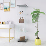 Glass Display Cabinet 4 Shelves with Door, Floor Standing Curio Bookshelf for Living Room Bedroom W1806P197872