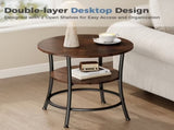 2-Tier Round Side TableSpace-Saving End Table for Small Living Room & BedroomRust Brown 18682245