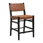 ZUN 24.25'' Classic Counter Stools Set of 2,Brown PU Counter Stools with rubberwood Frame,Leather 74690.00BRN