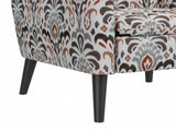 Enna Accent Arm Chair in Amber Damask Pattern with Dark Brown Solid Wood Legs B127P409852