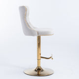 ZUN Furniture,Golden Swivel Velvetstools Adjusatble Seat Height from 25-33 Inch,Modern Upholstered 69289073