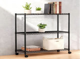 3-Tier Shelving Storage Shelves,Steel Organizer Wire Rack with Wheels,Adjustable Storage Units,23" W 45796975