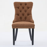 ZUN Nikki Collection Modern, High-end Tufted Solid Wood Contemporary Flax Upholstered Linen Dining Chair W1143P233649