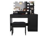 Large Vanity Set with 10 LED Bulbs, Makeup Table with Cushioned Stool, 3 Storage Shelves 1 Drawer 1 67872375