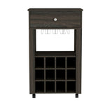 ZUN Espresso 1-Drawer 12-Bottle Wine Cabinet Carbon B06279977