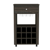 ZUN Espresso 1-Drawer 12-Bottle Wine Cabinet Carbon B06279977