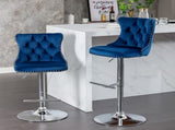Furniture,Swivel Velvet Barstools Adjusatble Seat Height from 25-33 Inch, Modern Upholstered Chrome 84084214