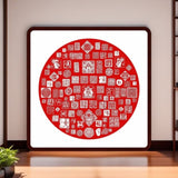 Hundred Blessing Tayin Energy Painting - Traditional Chinese Art Size 22.4 X 22.4 inch 53157078