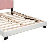 Full size Upholstered Princess Bed With Crown Headboard,Full Size Platform Bed with Headboard and N733P180808K