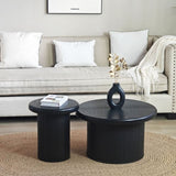 ZUN Modern Round Coffee Table Set – Dual Table Combination with Unique Fluted Table Leg Design, Stylish W2729P199131