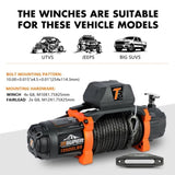 ZESUPER 12V 13500 lb Load Capacity Winch Synthetic Rope Hook Winch Kit Waterproof IP66 W121863300