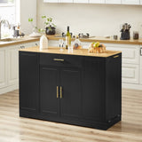 53 inch Large Kitchen Island with Trash Can Storage Cabinet, Islands Table with Drawer and 49404211