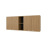 Natural Oak Wall Cabinet kitchen in Melamine with 4-Door and Open Storage B062P290289