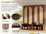 Farmhouse Widen Hall Tree with 4 Rattan Doors, Versatile 4-In-1 Seating Bench with N721P297555D