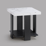 Gray 3-Piece Cocktail Set White Faux Marble Table Top Coffee Table and Two Matching End Tables B011P316852