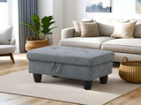 28.5" Storage Ottoman Bench Flannelette Upholstered for Living Room Bedroom Entryway Light Gray 81633101