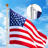 ZUN Telescopic Flag Pole Kit, 20FT Height Adjustable Heavy Duty Aluminum Flagpoles with 5x3 US Flag & 92299791