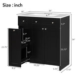 ZUN 30-Inch Black Bathroom Vanity with Ceramic Sink Combo, Abundant Storage Cabinet - 2 Soft-close Doors WF532032AAB