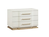 Lexington 3-Drawer Nightstand in Beige with Textured Finish and Gold Finish Handles B009P450613
