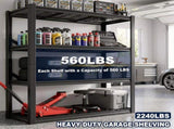 Heavy Duty Garage Storage Shelves, 2240 lbs Metal Adjustable Steel Shelving Rack, 40"W x 20"D x 27197887