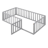 Twin Size Wood Daybed Frame with Fence, Gray WF299299AAE