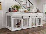 63'' Large Dog Crate Furniture for Double Dog, Wooden Dog Kennel with 2 Drawers,Divider and Sliding W2557P231672