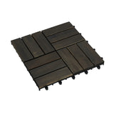 Acacia Wood Interlocking Deck Tiles Checker Pattern, 10PCS 12" x 12" Square Dark Brown Acacia 21276083