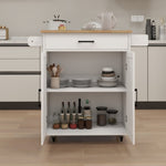 ZUN Kitchen island rolling trolley cart with Adjustable Shelves & towel rack & seasoning rack rubber 06552763