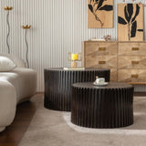 Vintage Fashion Style Cylindrical Nesting Coffee Table Set with Vertical Textured Embossed Design W757P264674