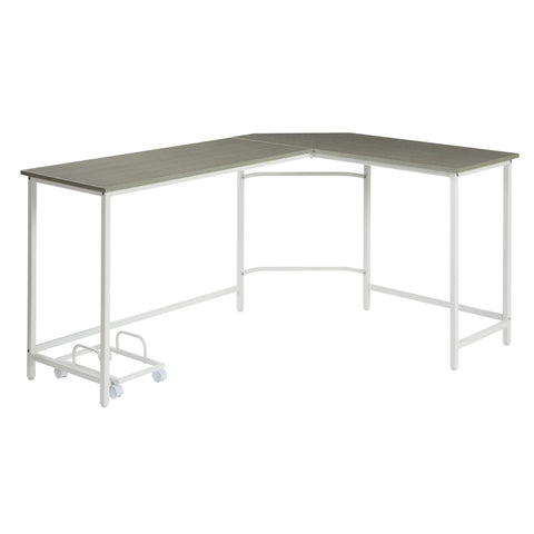 ZUN Grey and White L-shape Computer Desk B062P184557