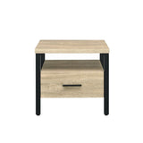 One Drawer Nightstand with 1 Tier Shelf, Oak and Black B016P256523