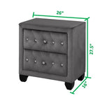 Modern Style Crystal Tufted 2-Drawer Nightstand Upholstered with Velvet Fabric Made with Wood in 733569388264